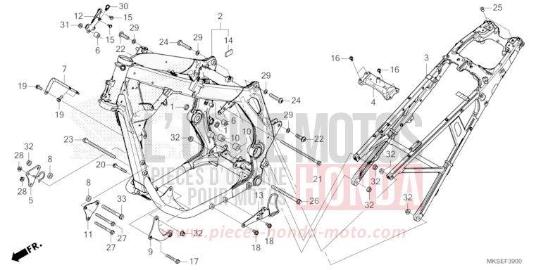 CARROSSERIE DE CHASSIS de Africa Twin DCT GRAND PRIX RED (R380B) 2021